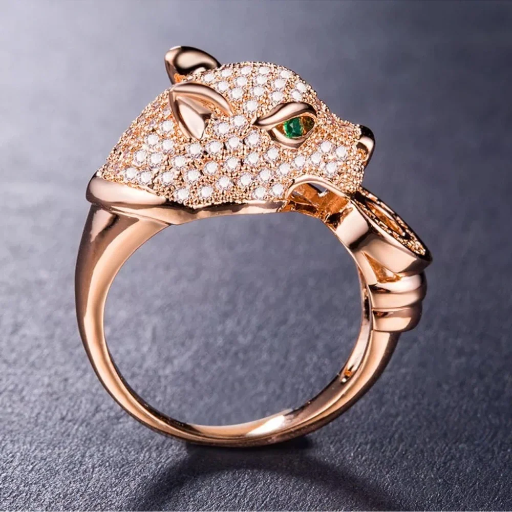 Fashion Leopard rose Gold Jewelry Cubic Zirconia Ring - Picture 3 of 3